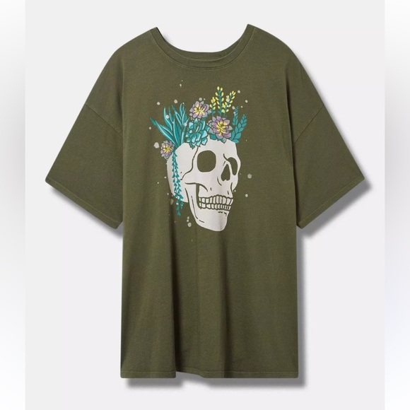 torrid Tops - Succulent Skull Oversized Fit Heritage Jersey Tunic Tee